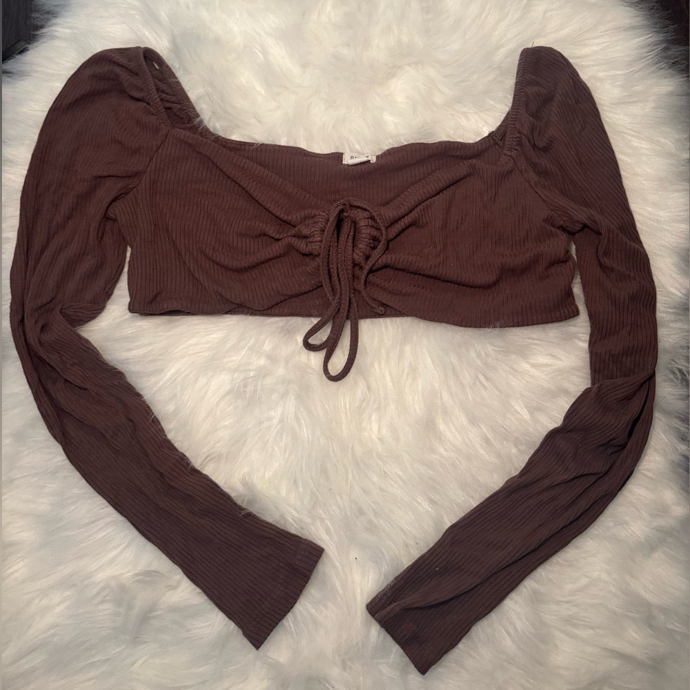 Garage Chocolate Long Sleeve Crop Top
